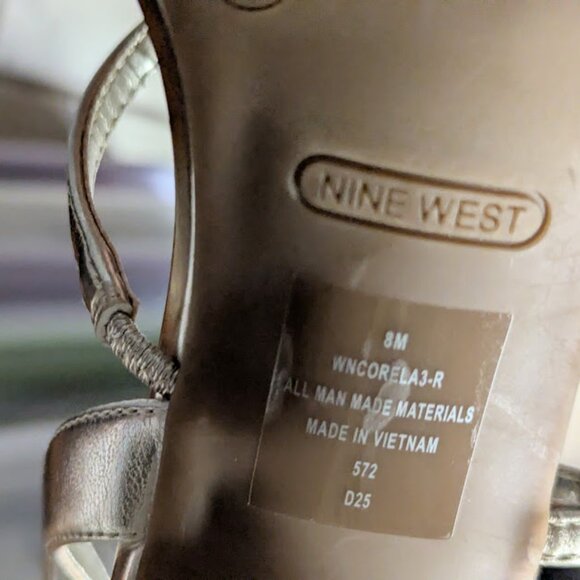 Nine West Strappy Gold High Heel Open Toe Holiday Sandals Size 8 New w/out Box - Picture 7 of 7